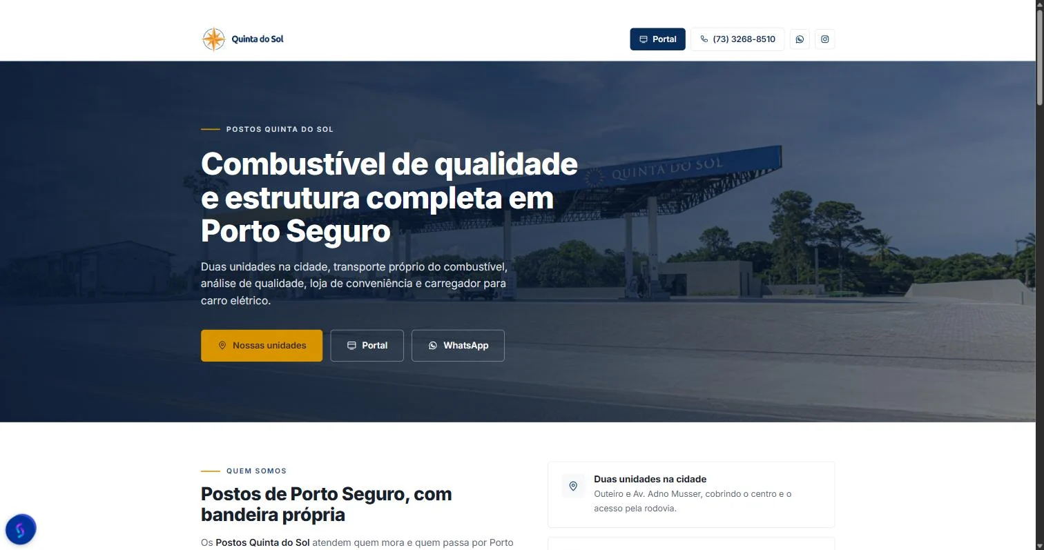 Interface do projeto Quinta do Sol