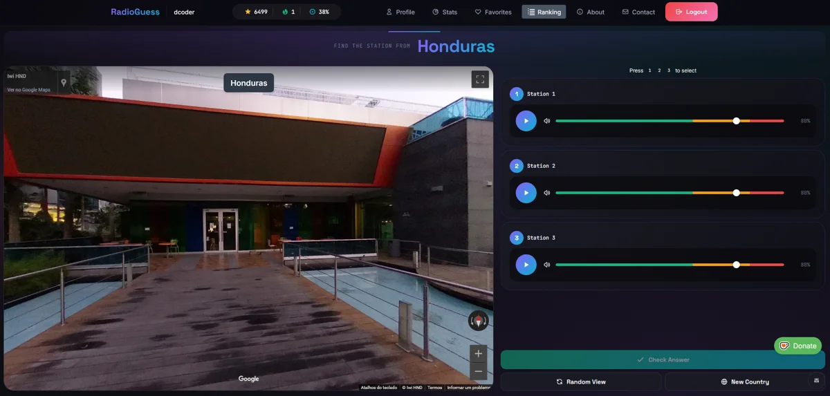 Interface of RadioGuess