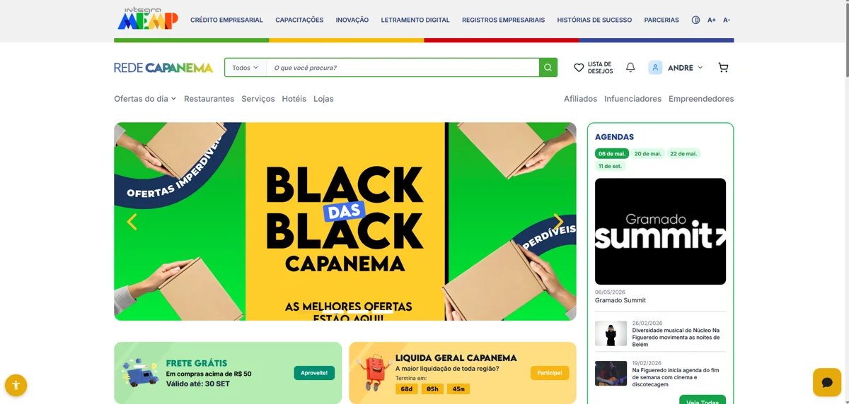 Interface of Rede Capanema