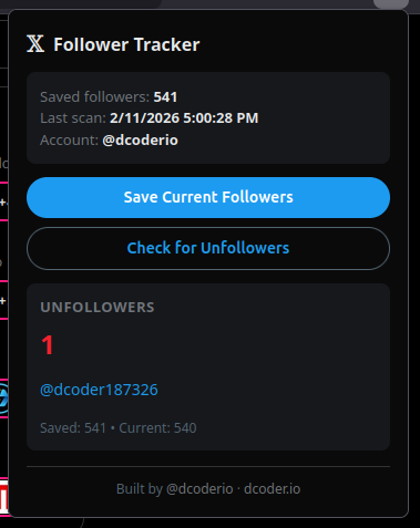 1 unfollower detected after comparison